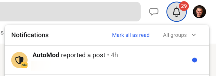 First "Automod" notification