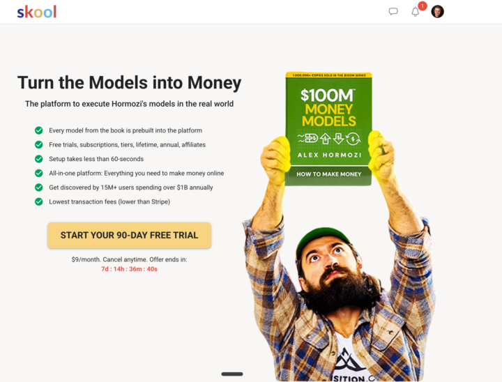 ✳️ Alex Hormozi's Skool Community Offer - Money Models Landing Page