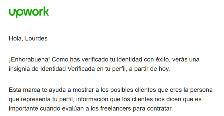 Mi verificación en Upwork