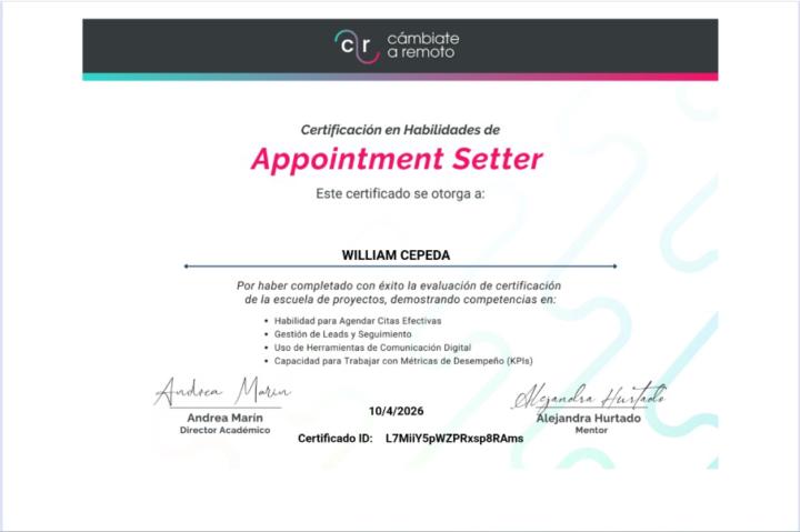 Certificado de Appointment Setter