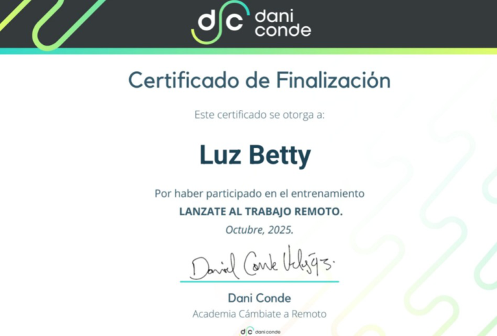 Certificado de asistencia al entrenamiento ! Lánzate al trabajo remoto! 🥳🥳🥳🥳