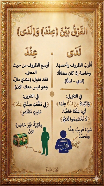 الفرق بين عِندَ ولَدَى