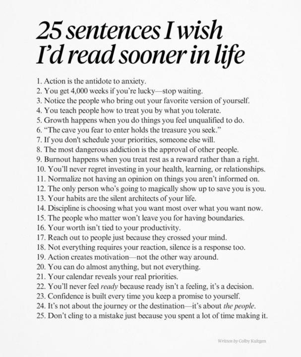 25 Sentences I wish I read sooner: