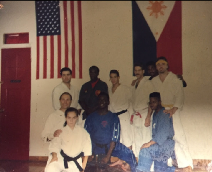 The only yellow belt in a class of black belts (I was new to martial arts)