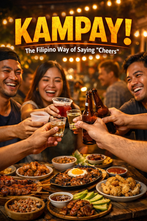 Kampay or Kampai ("kam-pay") or Cheers!