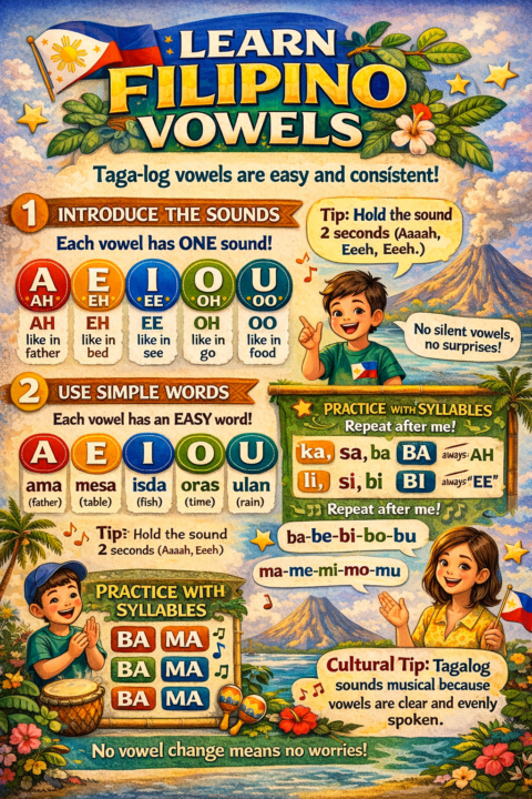 Filipino Vowels A, E, I, O, U