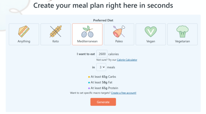 Perfect Meal Planner Website