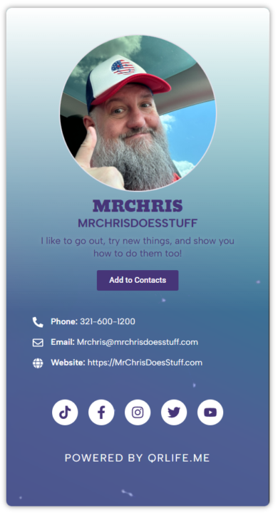 New QR Card Landing Page.