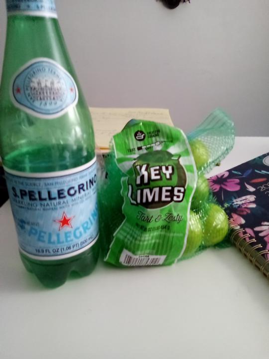A key lime in a San Pellegrino...
