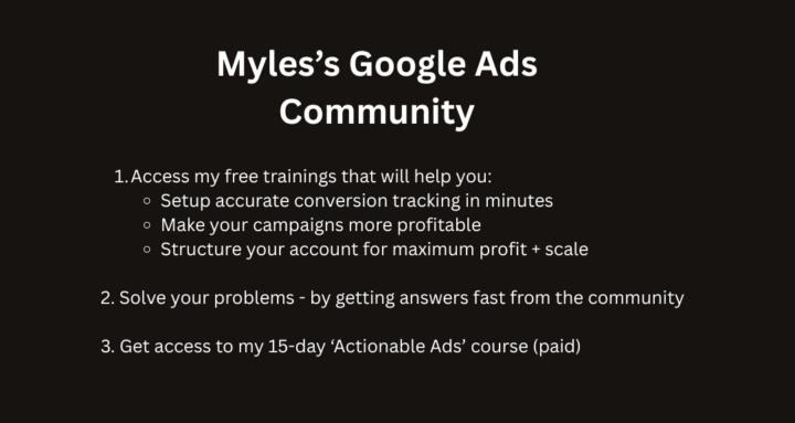 Myles's Google Ads Community