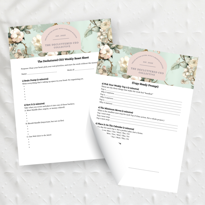 Day 5 Gift: Weekly Reset Sheet (Clear Your Head In 10 Minutes)