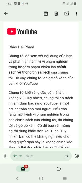 Hổ trợ giúp e kênh bị xoá