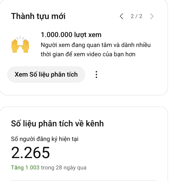 Cột mốc 1 triệu view đầu tiên!!!