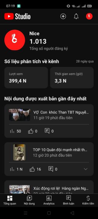1k subscribe sau hơn 1 tháng