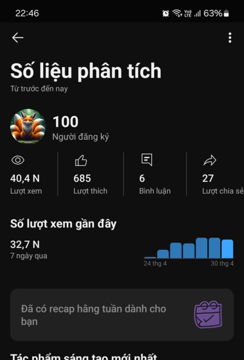 100 Sub đầu tiên
