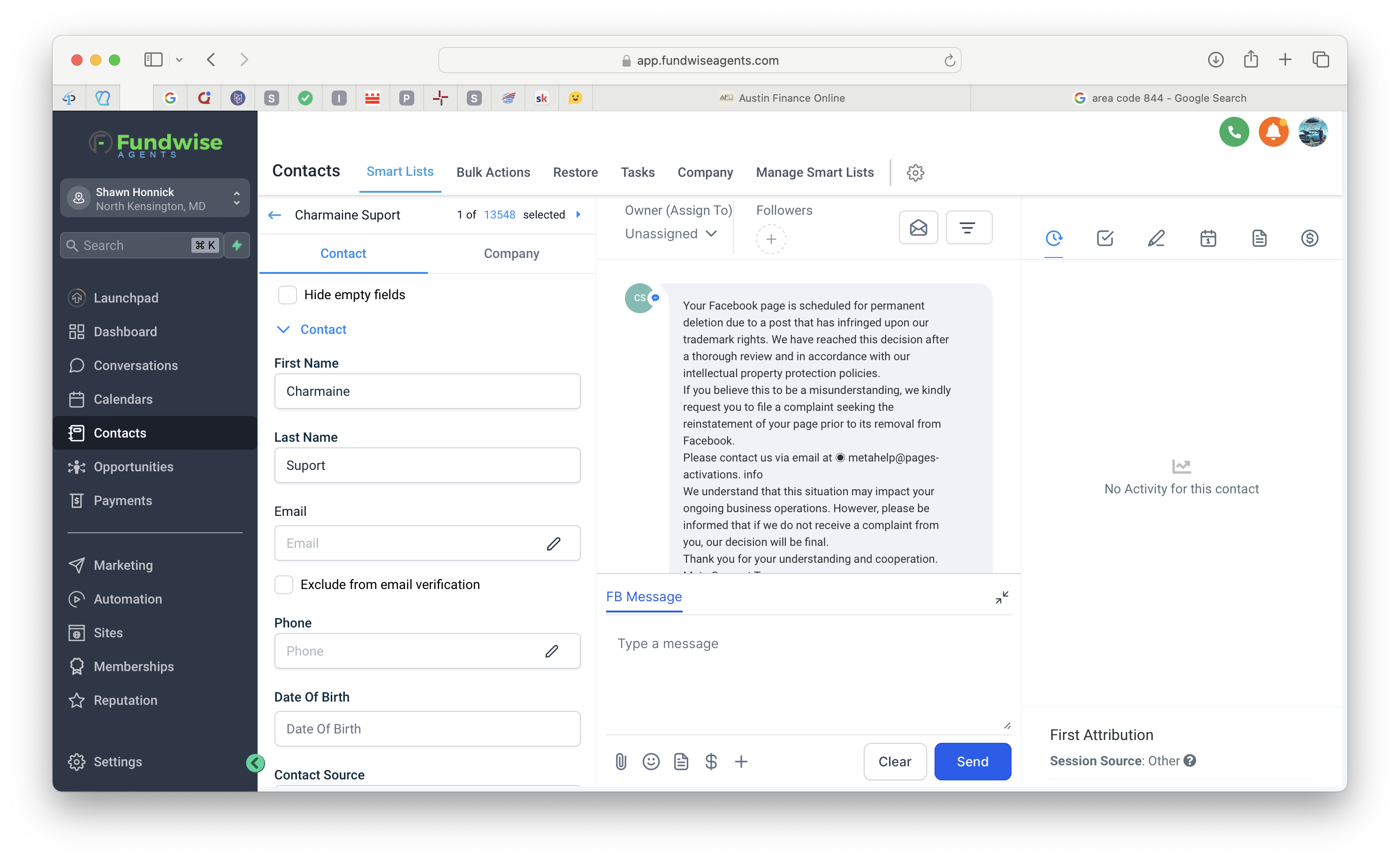 FB Messenger scammers blowing up my GHL/Lead Connector! · Fundwise