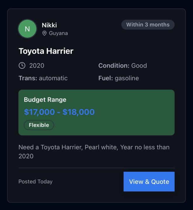A client is asking about a Toyota Harrier 2020.