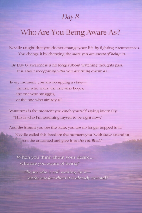 Day 8 Who Are You Being Aware As 