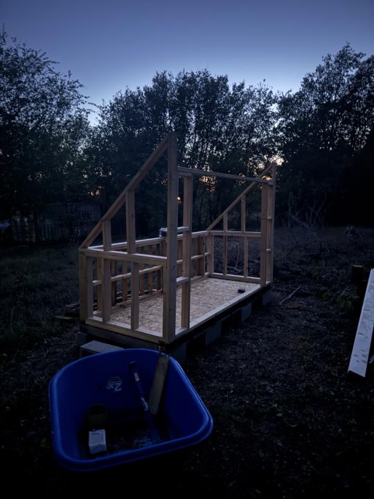 Solar kiln is almost halfway built. 