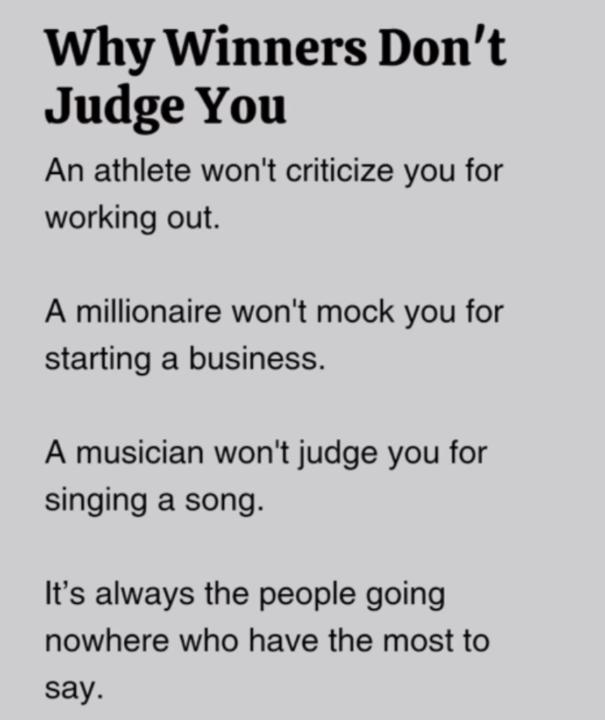 Winners don’t judge!