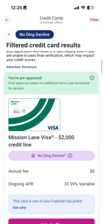 Approved for a $2000 credit line