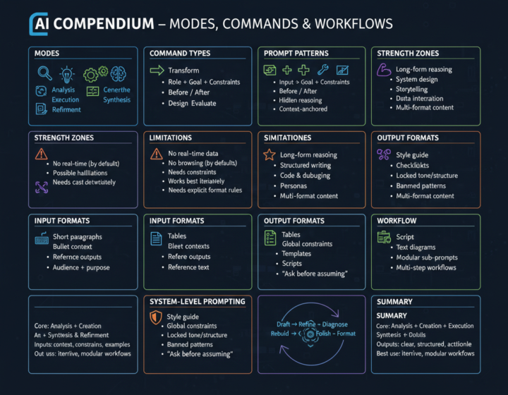 AI COMPENDIUM – MODES, COMMANDS & WORKFLOWS