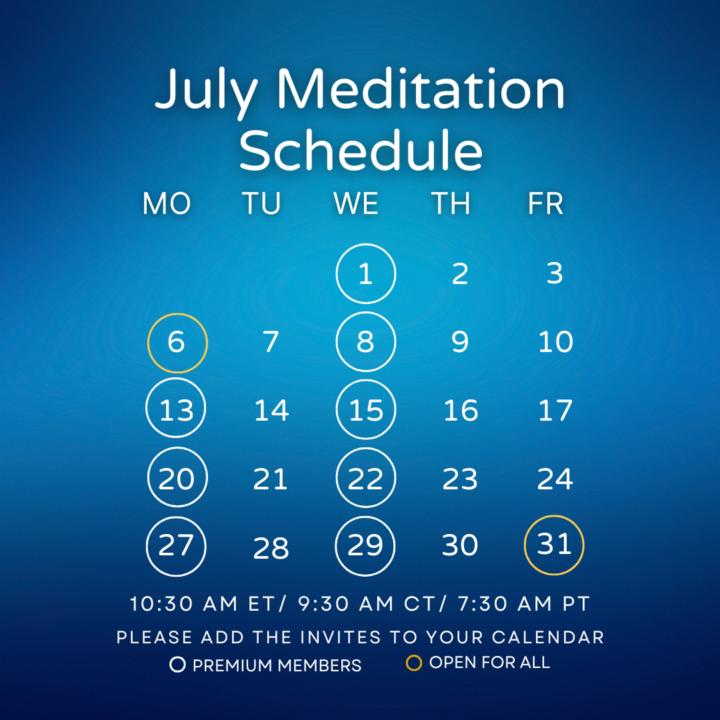 Our July meditation schedule is here 🤍