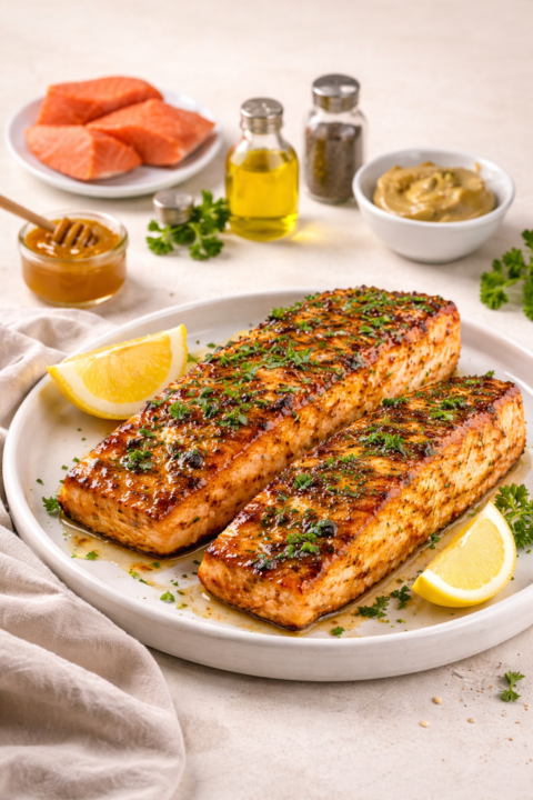 🐟 Clean, Easy & Delicious — Air Fryer Honey Mustard Salmon!