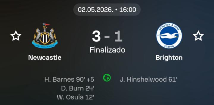 ✅️ Newcastle – Brighton Over 2.5 ⚽️ (Live)