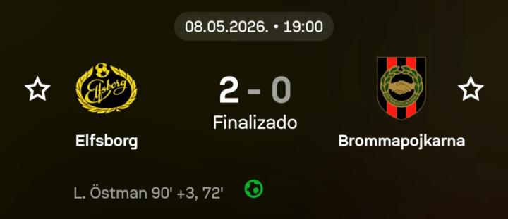 ❌️ Elfsborg – Brommapojkarna Over 2.5 goles ⚽️ (Live)