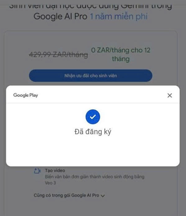Nhận google gemini veo 3 Pro miễn phí 1 năm