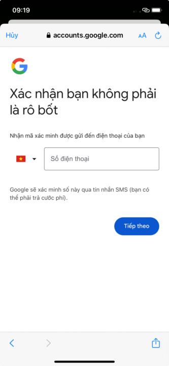 Tạo mail T2 bị đòi sđt?