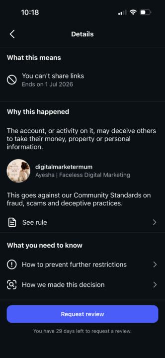 Why have I received such message from Instagram?