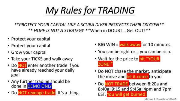 Advice from a pro Trader on in an Apex discussion on FB