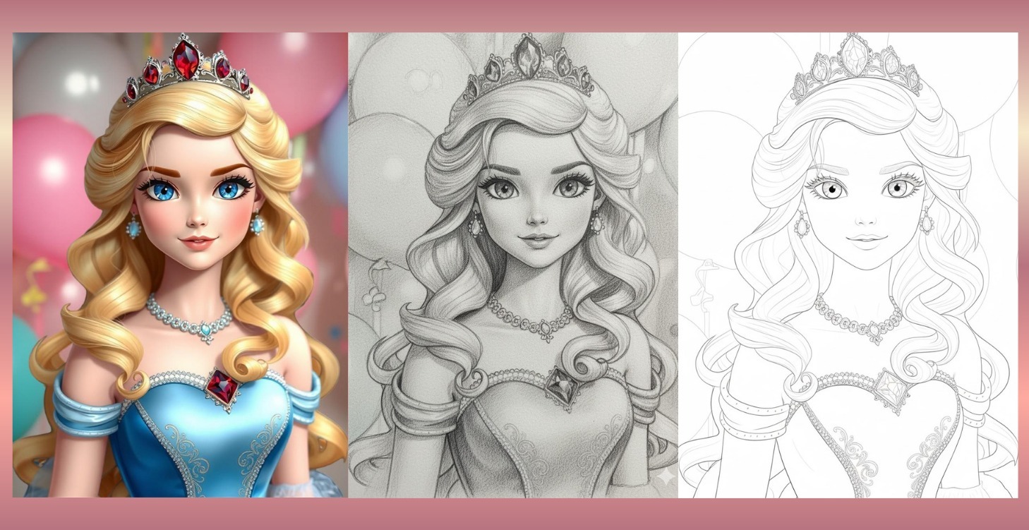 Coloreando Retratos de Princesas