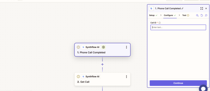 model id vs call id synthflow / zapier