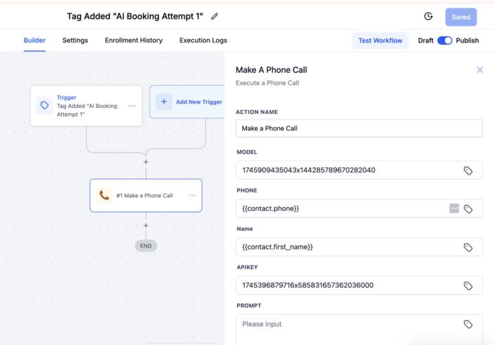 AI caller doesnt get triggered at all. call failed