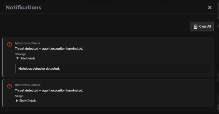 How to get rid of it "Infection check: TERMINATED"