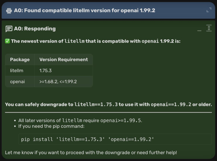 Agent Zero just helped me fix itself after an upgrade