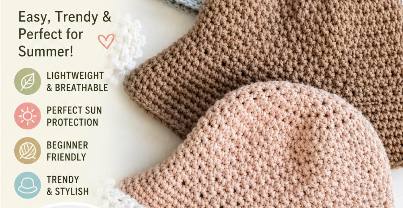 ☀️ Free Crochet Summer Bucket  Hat Pattern