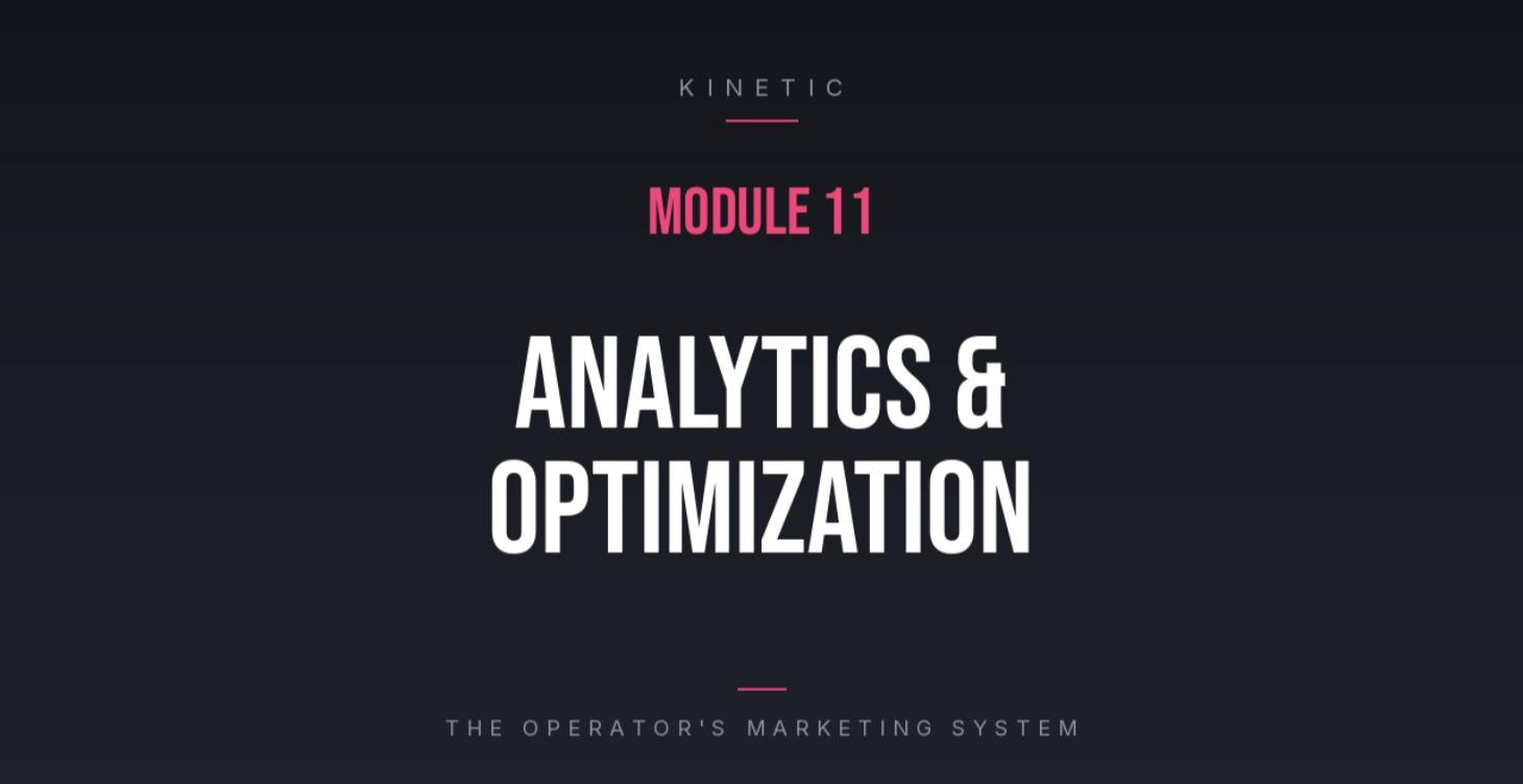 MODULE 11  ANALYTICS & OPTIMIZATION