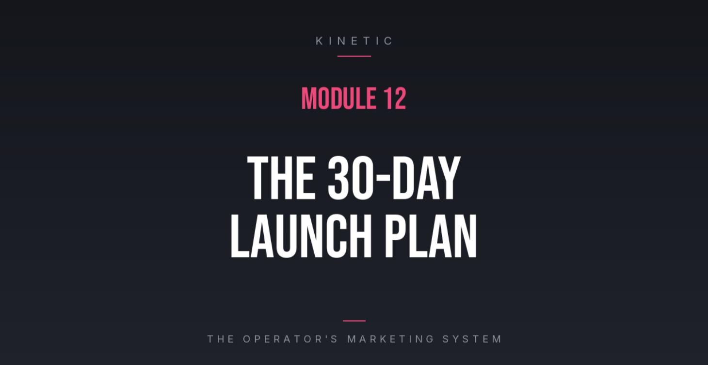 MODULE 12  THE 30-DAY LAUNCH PLAN