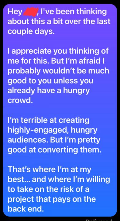 My polite "no" to a person wanting me to work for free