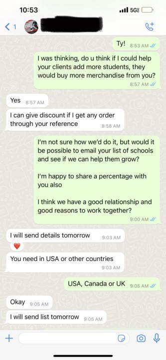 WhatsApp message turned into a new partner 