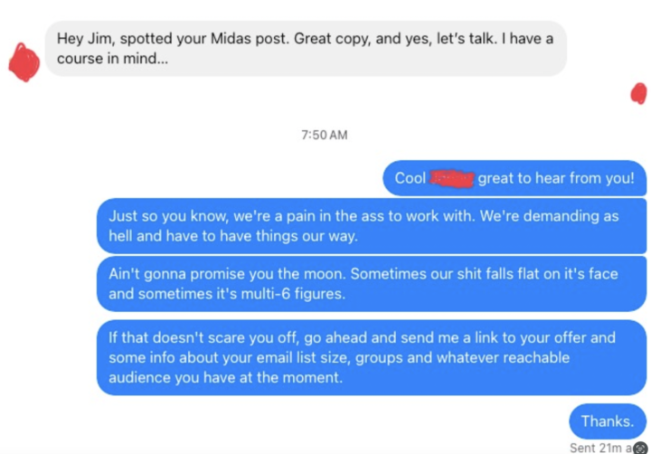 How I responded to a DM this morning [updated]