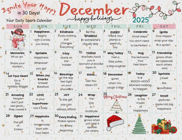 Calendar for December Joy 