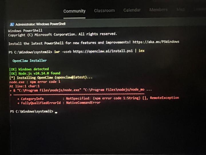 Issue installing OpenClaw on new PC