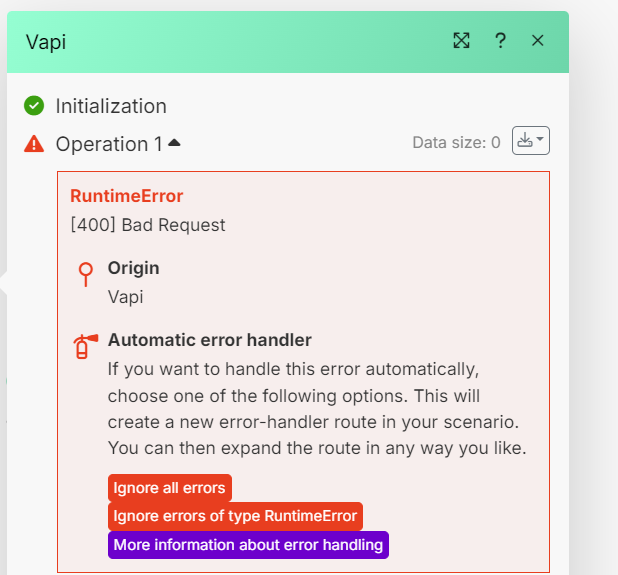 Having an error on Make ([400] Bad Request)
