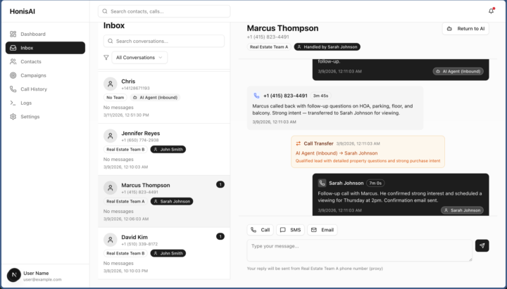 Building voice/SMS platform for real estate
