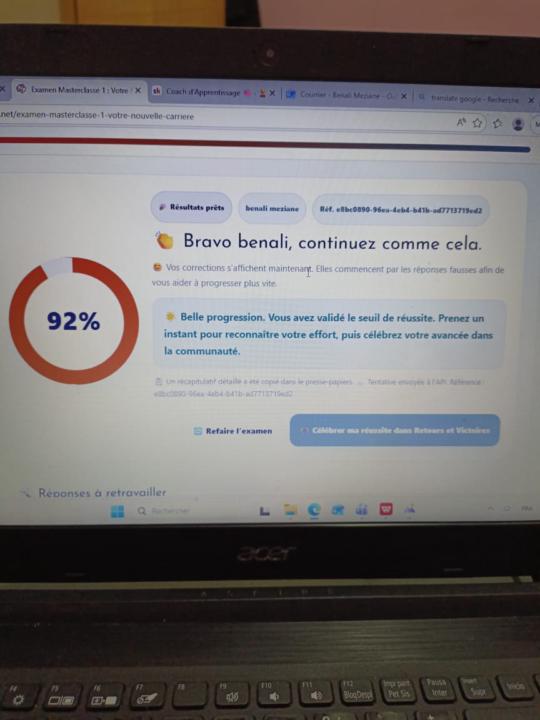 masterclass 1 terminée: votre nouvelle carrière .   